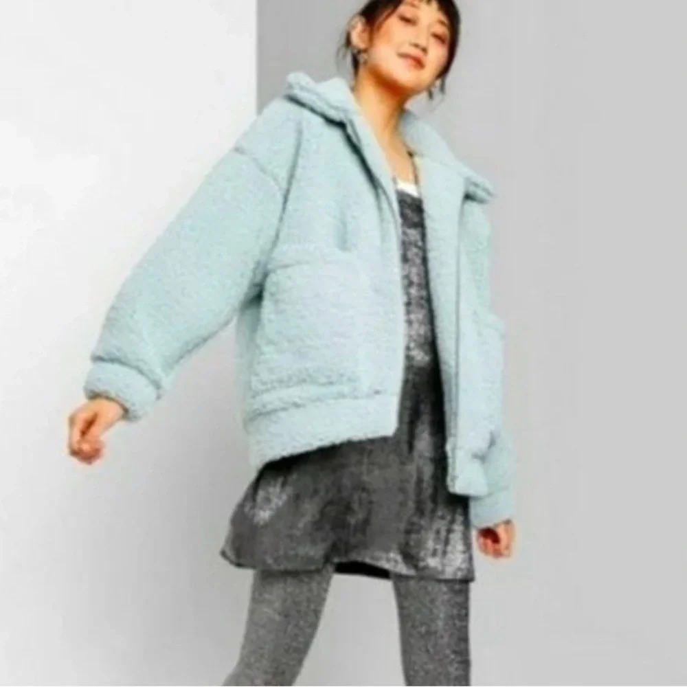 Wild Fable Oversized pocket front sherpa bomber jacket size‎ large cozy winter